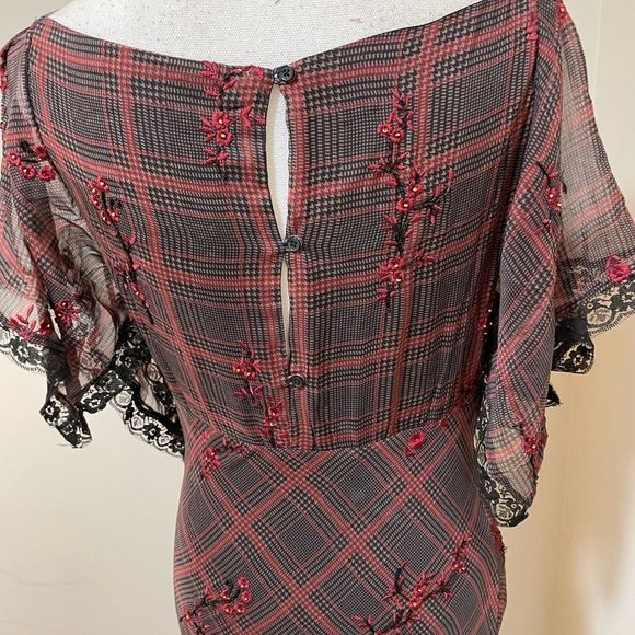 NWT Free People Fallen Flowers Midi Dress Embroidered Beaded size 8 - Picture 3 of 15